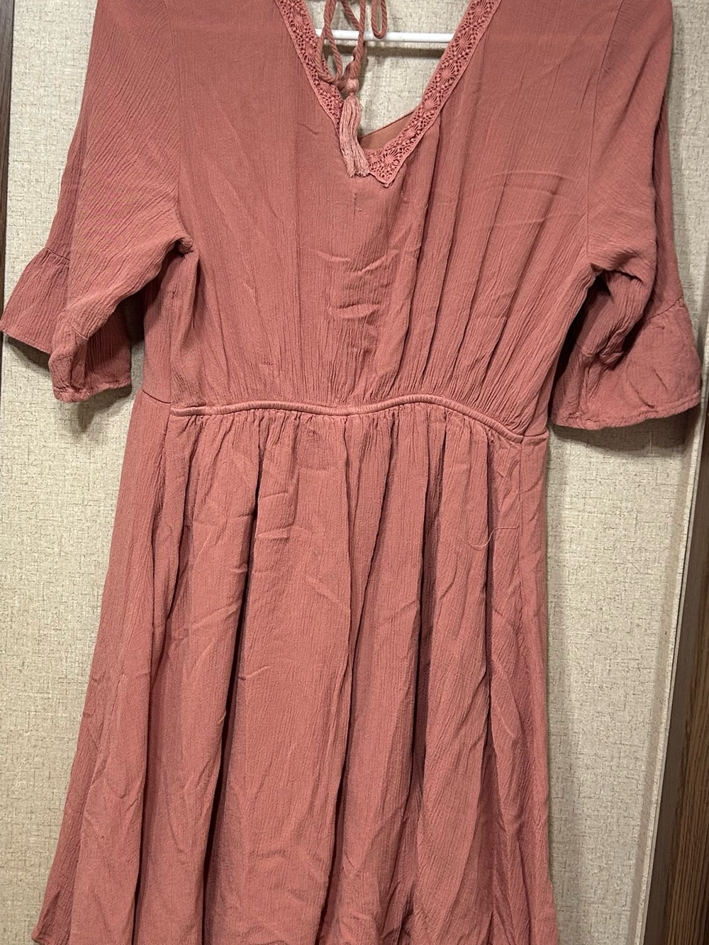 Lace-Panel Dress in Dusty Rose - Mauve - Picture 2 of 2